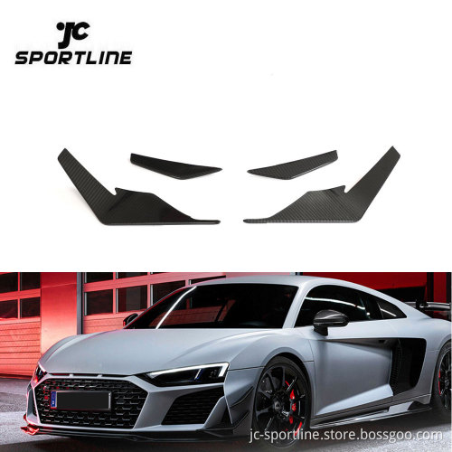 Pre-preg R8 V10 Front Bumper Canards for 2023 Audi R8 V10 Performance Coupe 2-Door